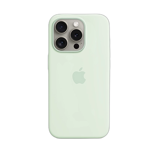 iPhone 15 Pro Silicone Case — Soft Mint