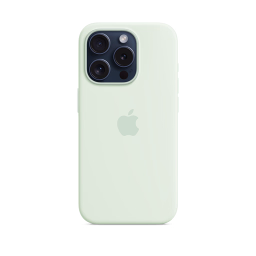 iPhone 15 Pro Silicone Case with MagSafe — Soft Mint