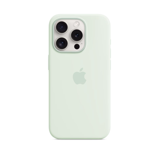 iPhone 15 Pro Silicone Case with MagSafe — Soft Mint