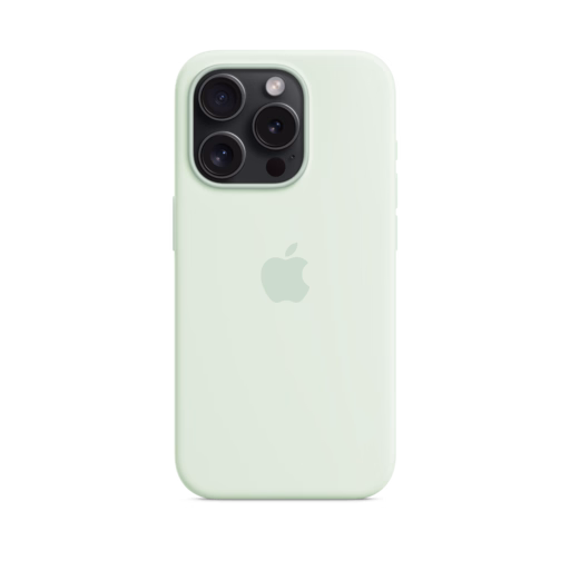 iPhone 15 Pro Silicone Case with MagSafe — Soft Mint