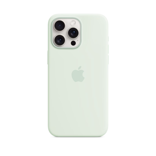 iPhone 15 Pro Max Silicone Case with MagSafe — Soft Mint
