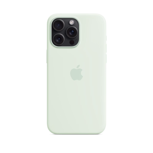iPhone 15 Pro Max Silicone Case with MagSafe — Soft Mint