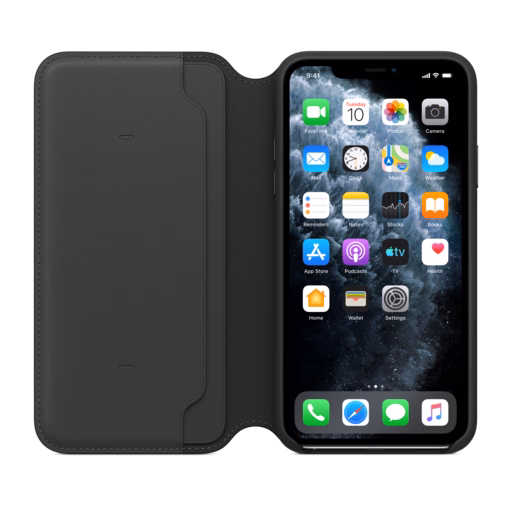 iPhone 11 Pro Max Leather Folio — Black