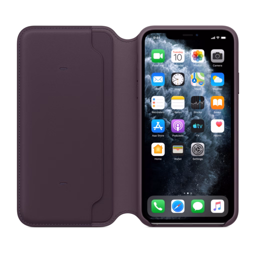 iPhone 11 Pro Max Leather Folio — Aubergine