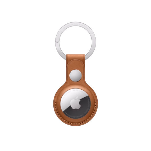 AirTag Leather Key Ring — Saddle Brown