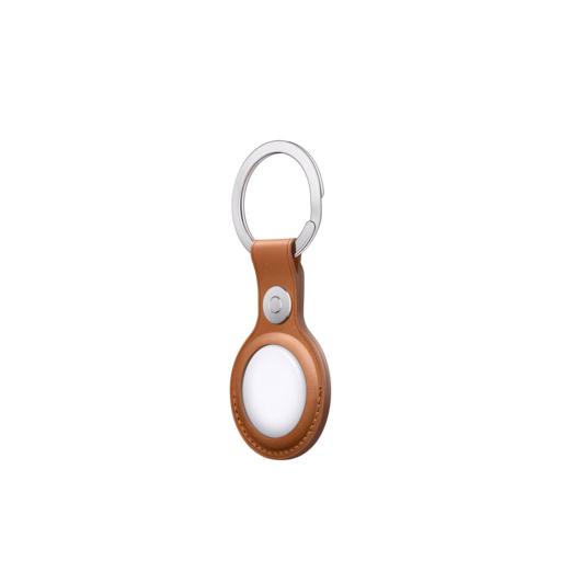 AirTag Leather Key Ring — Saddle Brown