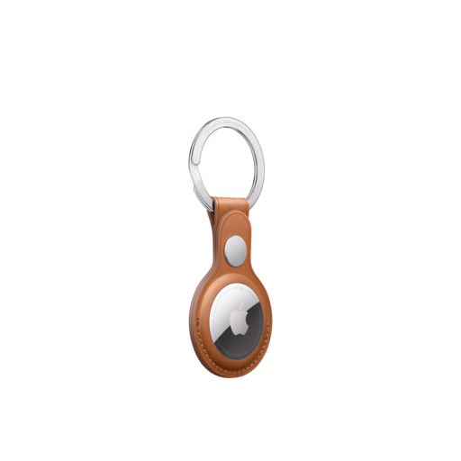 AirTag Leather Key Ring — Saddle Brown