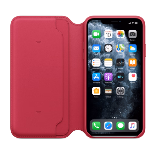 iPhone 11 Pro Max Leather Folio — Raspberry