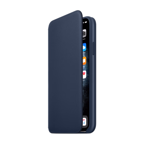 iPhone 11 Pro Max Leather Folio — Deep Sea Blue