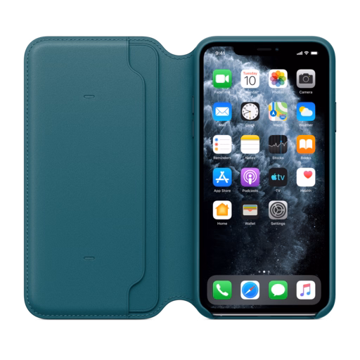 iPhone 11 Pro Max Leather Folio — Peacock